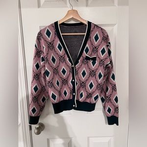 Lily Pink Green plaid cardigan